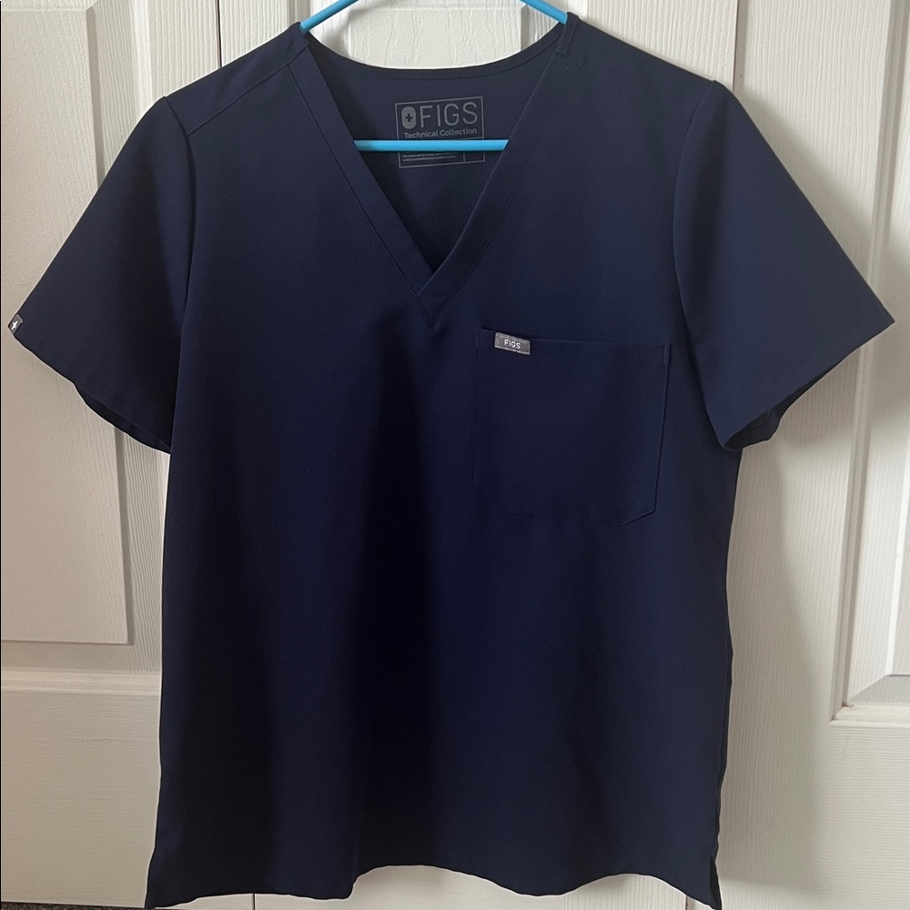 Figs Navy V-Neck Scrub Top